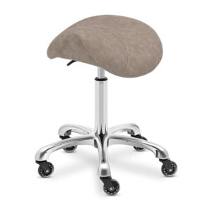 salon saddle stool in taupe vinyl perfect for any professional