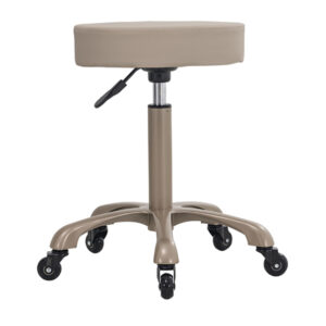 the orbis medi stool in latte is fitted with a beige gold gaslift and five star base