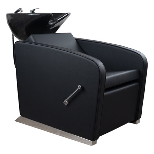 soho recliner unit upholstered in black vinyl with memory foam for extra comfort